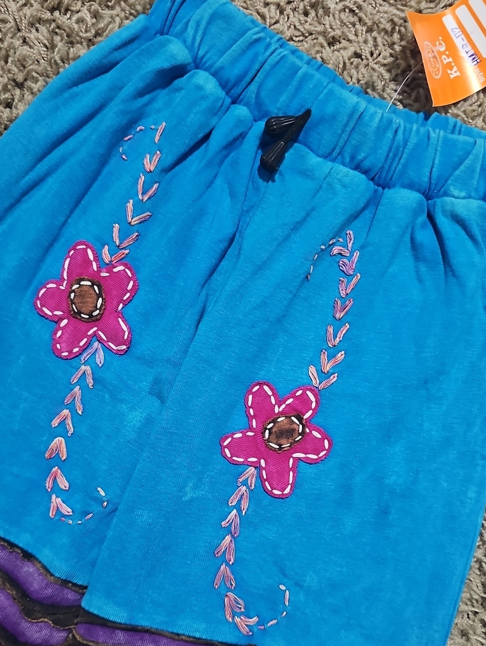 NWT K.P.C. Pants Bohemian Handmade In Nepal Embroidered Drawstring - Picture 3 of 6